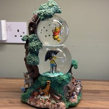 Disney Winnie The Pooh Christopher Robin Two Tier Snow Globe Vintage Rare Large