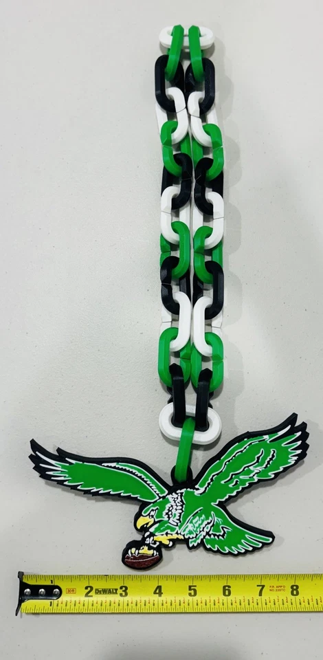 🔥Collar de cadena de abanico impreso en 3D retro Philadelphia Eagles - Verde Kelly Foto 2 de 2