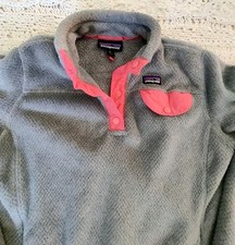 Patagonia Girls Fleece Snap-T Pullover Jacket Sz XL 14 Gray
