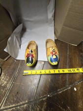 Vintage Dutch Wooden Clogs Hand Painted Klompen Holland Decorative Shoes 4.5"
