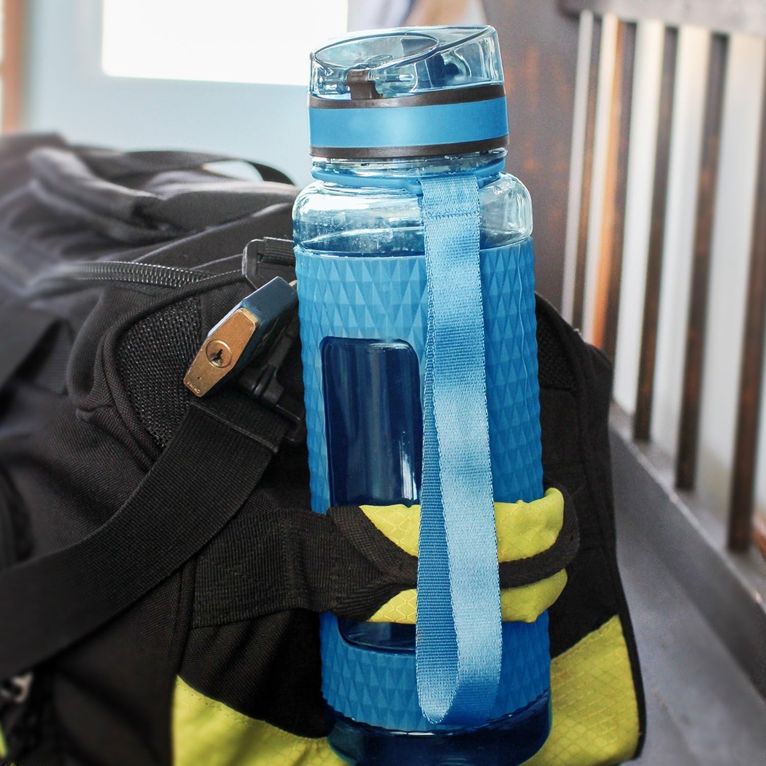 Water Bottle with BPA-Free Silicone Sleeve 32oz Fruit Infuser Filter Leak-Free