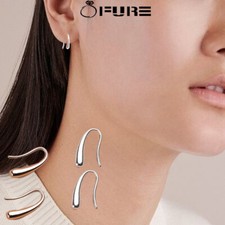 Teardrop Dangle Earrings 925 Sterling Silver Filled Simple Water Drop For Women