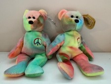 Vintage Ty Beanie Baby: Peace Bear 1996 With Tags, Lot of 2  