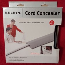NIB Belkin 6' Cord Concealer Gray Protect On-Floor Cables Prevent Trips/Falls