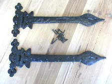 2 LARGE IRON CABINET HINGES ORNATE 13" HINGE HARDWARE **LOOSE READ DESCRIPTION**