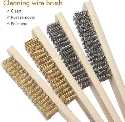 3pcs 7'' Mini Wire Brush Set Steel Brass Nylon DIY Metal Rust Remover Cleaning - View #7