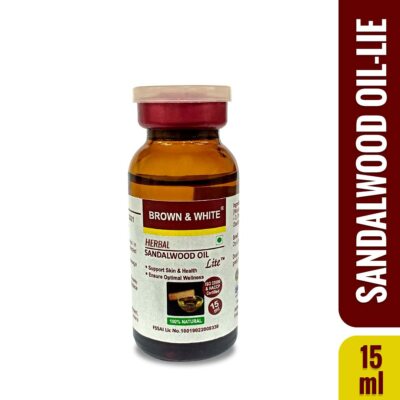 Brown & White Sandalwood Oil (Lite) with Olea Europaea extracts (100% Veg) - 15 