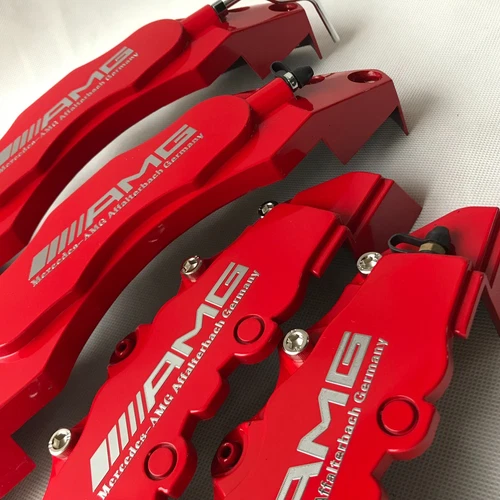 Red AMG Silver Logo Car Disc Brake Caliper Covers Front &Rear for Benz E280 E350 - Picture 12 of 14