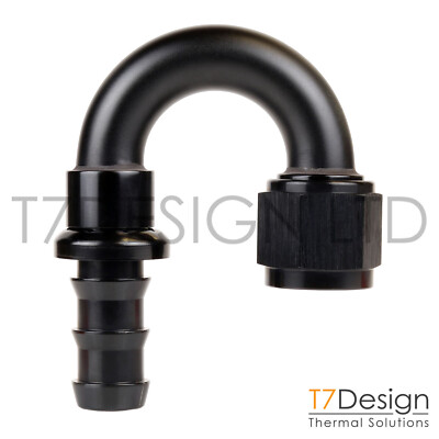 AN8 180 Grad schwenkbar Push Lock Schlauchende Widerhakenverschraubung -8 AN08 JIC schwarz