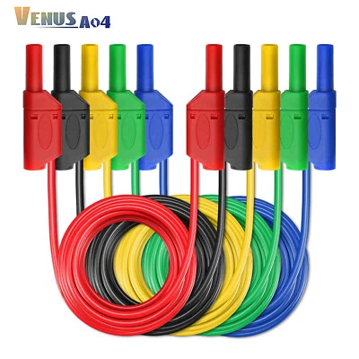 PEAKELECT 5PCS Full Insulated 4mm Banana to Banana Plug Multimeter Test Lead 1M Wire 1000V