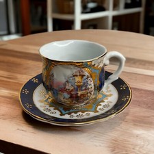 Vtg Limoges China Imperial Porcelain CobaltBlue Cup Saucer Replacement Rare Find