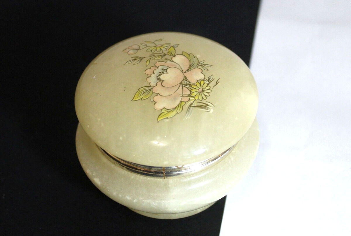 ビンテージ GENUINE ALABASTER イタリア製 ジュエリーボックス Vintage Genuine Alabaster Hand Carved Jewelry Trinket Box