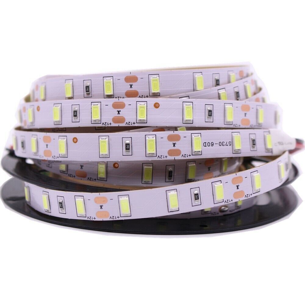 5630/5730 LED Strip Light Kit – 5m (16.4ft) Flexible Tape, 12V, 300 LEDs – Choose Warm White, Red, Green, Blue, Or Cool White