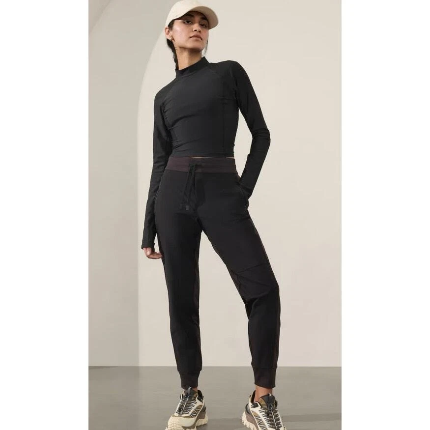 Athleta Headlands Hybrid Trek Mid Rise Jogger Black Women's 6