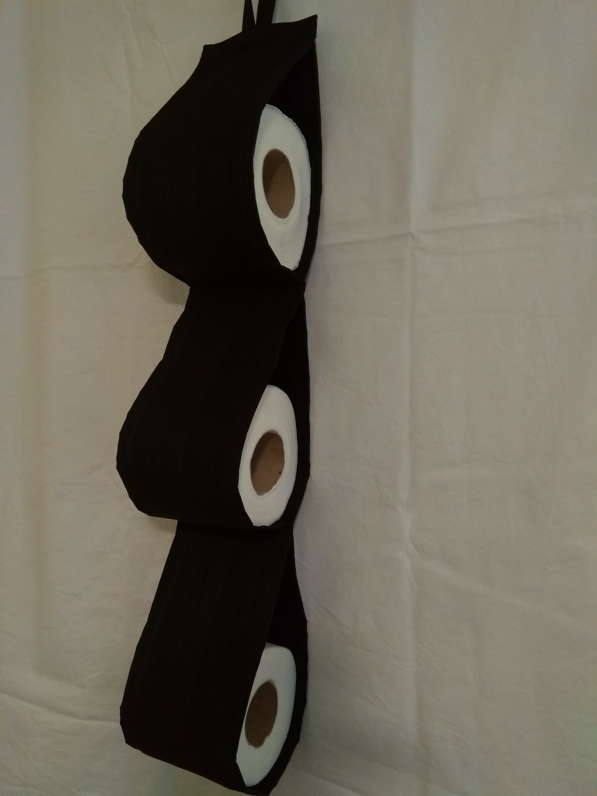 Fabric Toilet Roll Holder Storage Organiser For 1 Roll (Black Striped