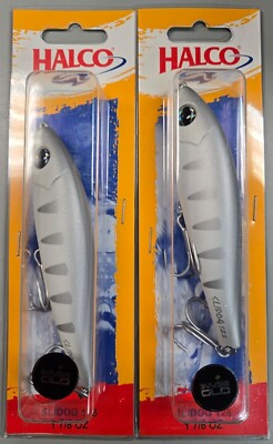 2-Pack, Halco Slidog 125 Stickbait, 5'' 1 7/8 oz, #H91 Silver Shadow, NEW!  | B5