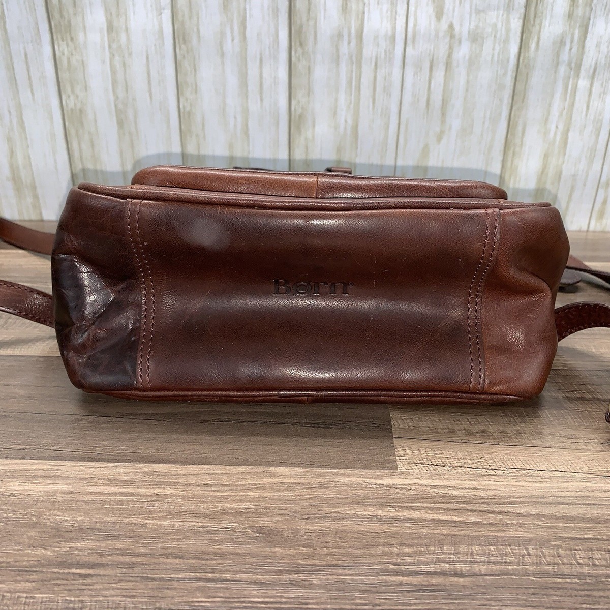 born metro leather backpack Born Metro Backpack Brown Leather Metal Studs Top Handle