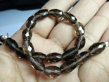 AAA Smoky Quartz Barrel Faceted Beads 7x10mm Natural Gemstone, 7.5" Strand
