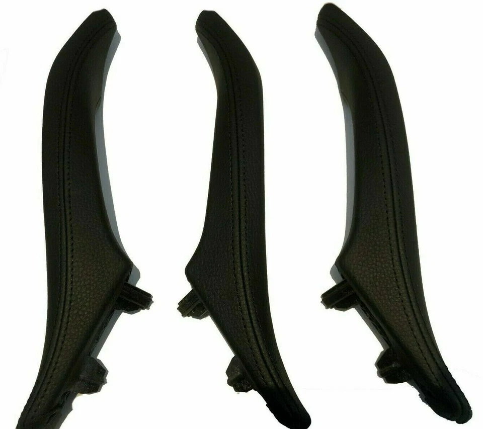 BMW F10 5 Series Inner Door Handle Trim Set Black Leather Closing Shell OEM - Image 2 of 4