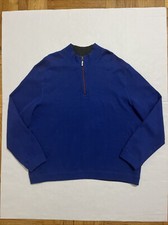 Tommy Bahama Sweater Mens Sz 2XL XXL Blue Reversible 1/4 Zip Pullover Shirt