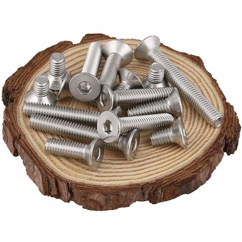 20 Pack M8-1.25 X 55mm Socket Cap Screws - 304 Stainless Steel, Flat Head, Full Thread
