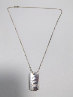 Tiffany & Co. 1837 Dog Tag Pendant Necklace Silver 18 