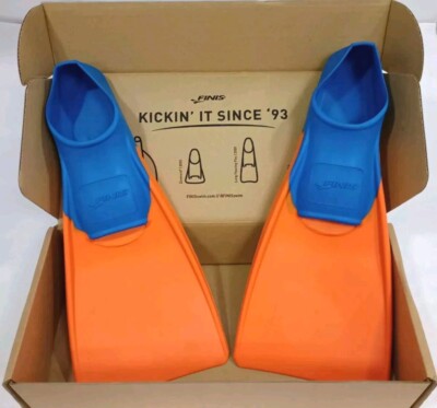 FINIS Long Floating Swim Fins Blue Orange Size XXS Boys Girls Jr 11-1 NEW  