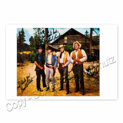 Bonanza - 4 Darstellern - Dan Blocker, L. Greene, Michael Landon + Autogrammfoto
