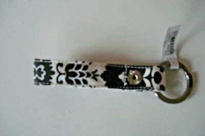 Ladies Key Ring Black & White with fabric Design Assorted