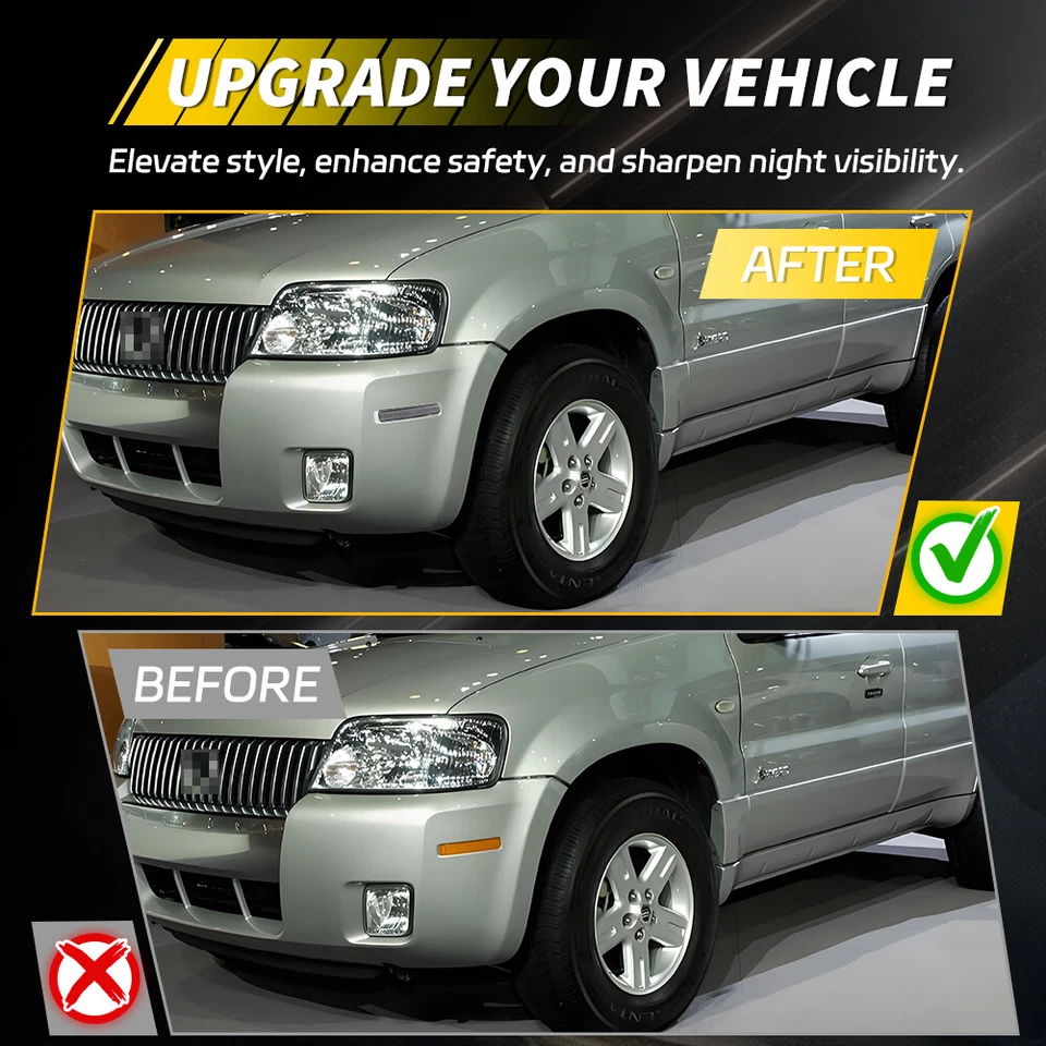 2X Clear Lens Front Side Marker Reflectors Lights For 2005-2007 Mercury Mariner - Image 2 of 4