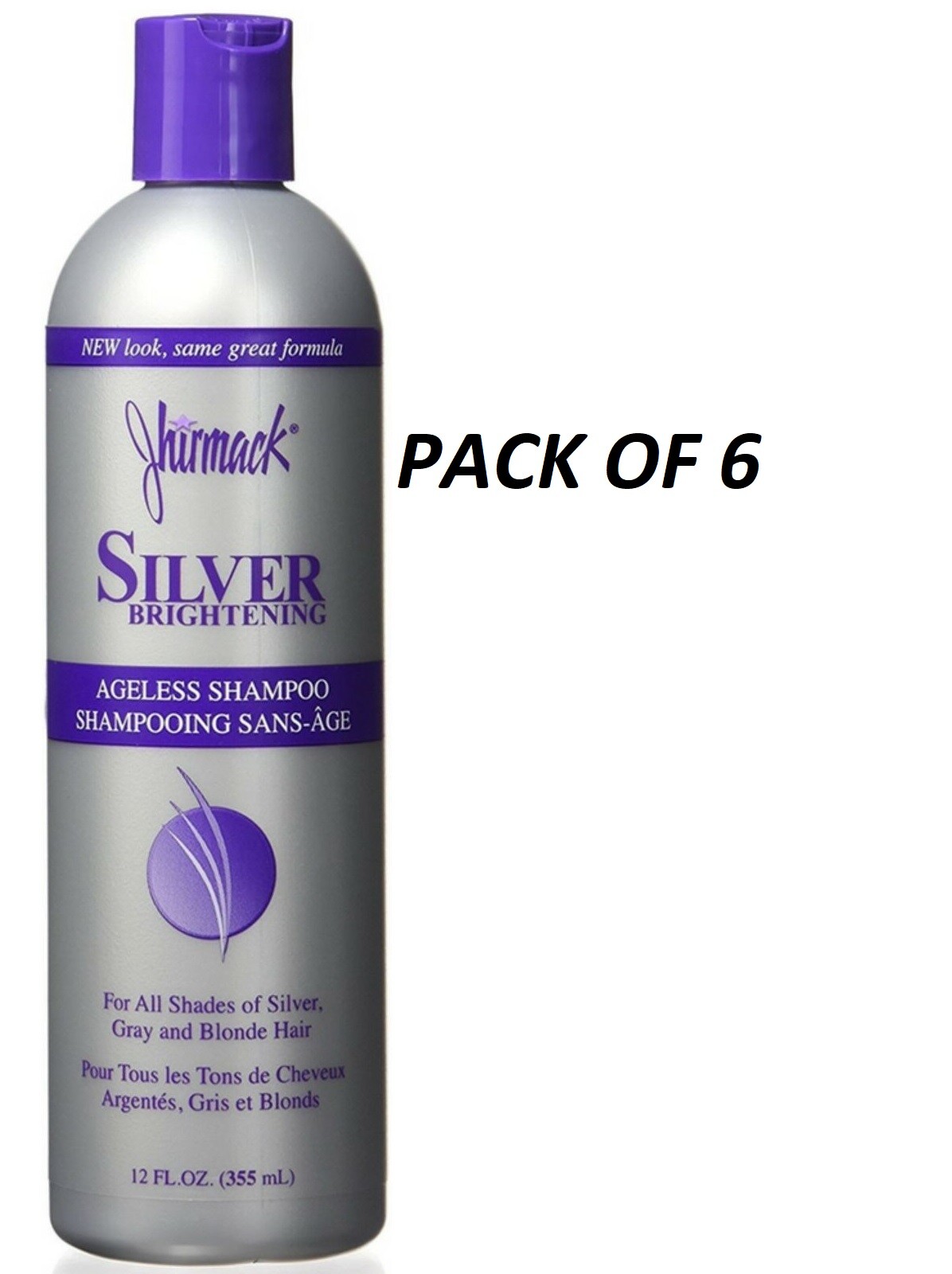 Jhirmack Silver SHAMPOO for Silver, Blonde & Grey Hair 12oz Pack of 6