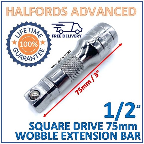 Halfords Advanced 1/2in Square Drive Wobble Extension Bar 75mm / 3