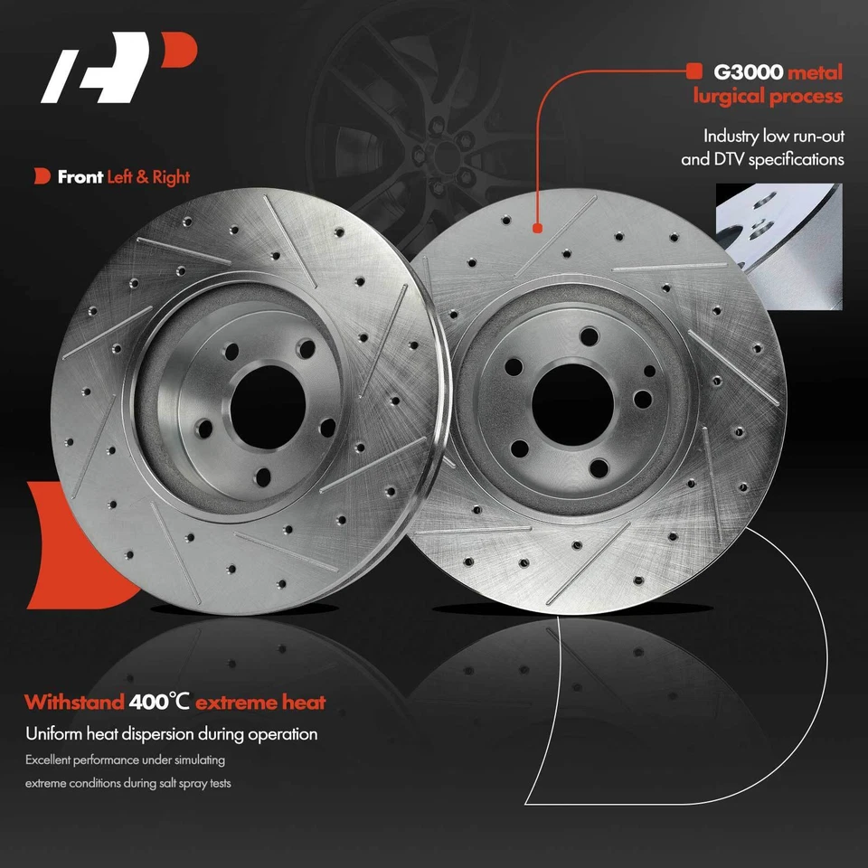 2x Rotores de freno delanteros perforados de 322 mm para Mercedes-Benz C300 2008-2014 E350 Foto 3 de 4