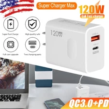120W GaN Fast Charger PD USB-C Wall Charger Adapter for iPhone Samsung Universal