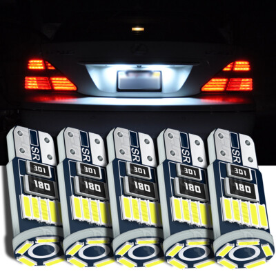 5 x White T10 194 W5W LED License Plate Light Bulb for 2003-2009