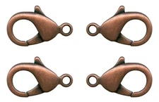 12 Antique'd COPPER Lobster CLASPS ~ 3/4" Length w/ Loop  ~ 20mm x 11mm Findings