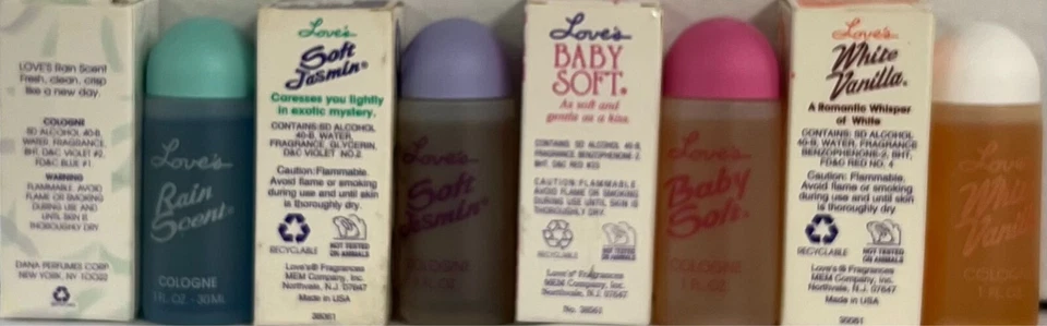 Juego de 4 botellas de plástico Love's Quartet de colonia MEM de 1 oz como en la foto Pl Leer Foto 2 de 2