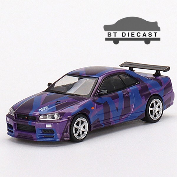 MINI GT NISSAN SKYLINE GTR R34 V-SPEC II 1/64 DIGITAL CAMOUFLAGE