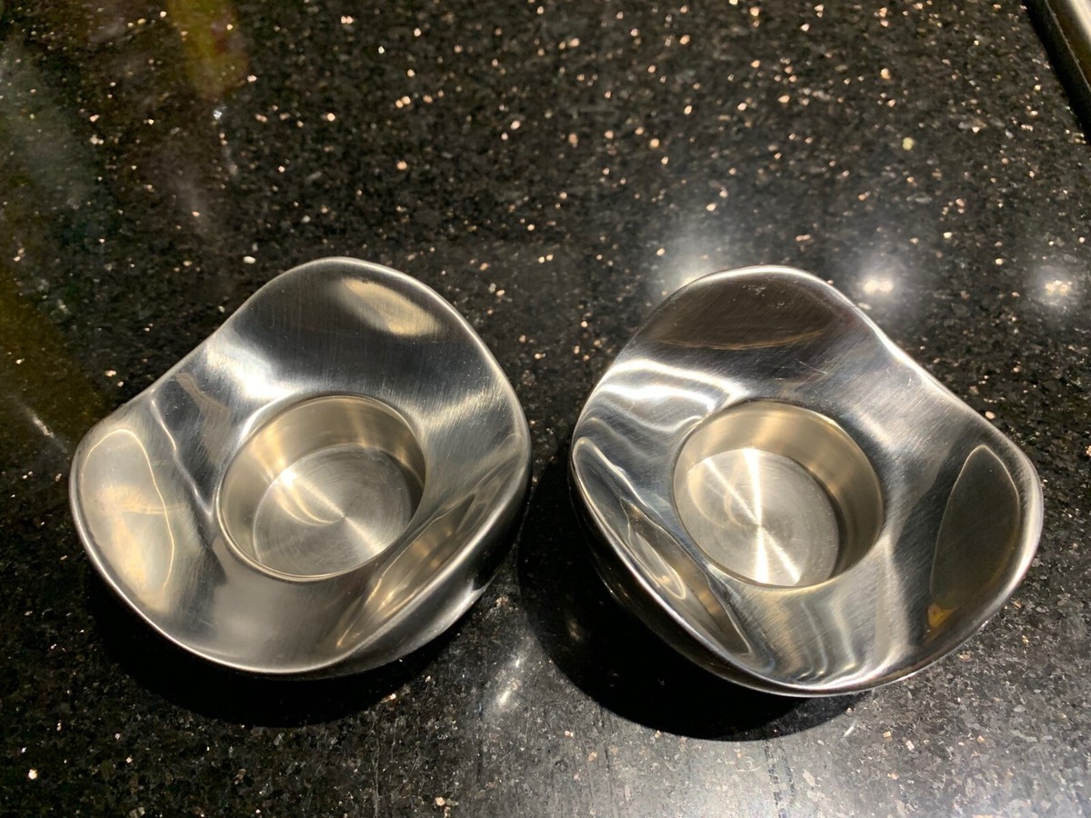 VTG GEORG JENSEN DENMARK BLOOM CANDLE HOLDERS TEA LIGHTS PAIR