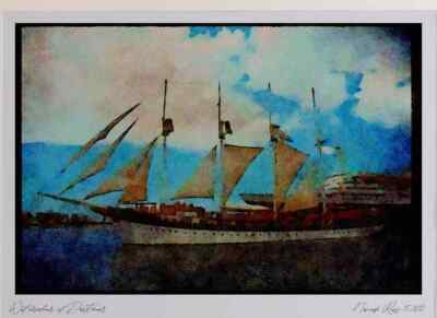 Großes Segelboote Schiff 257086 Fantome segelt an Rotterdam vorbei Limited Edition Wa