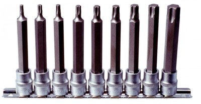 KS TOOLS 3/8'' Bit-Stecknuss-Satz TX, lang, 9-tlg., T20-T60 Torx 911.1550