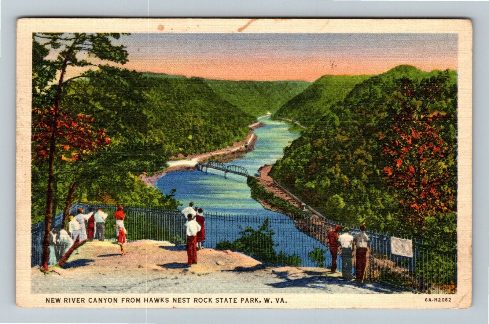 WV-West Virginia Rock State Park Aerial View New River c1939 Vintage Postcard