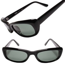 Classic Genuine Vintage Y2K Black Slender Angular Rectangle Sunglasses
