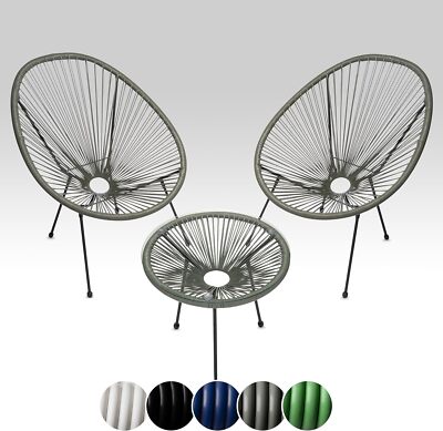 2er Set Acapulco Gartenstühle mit Tisch Loungesessel für Wohnzimmer Terrasse