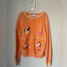 Kids Vintage Hartstrings Fall Fun Scenic Button Down Sweater Size 14 /16