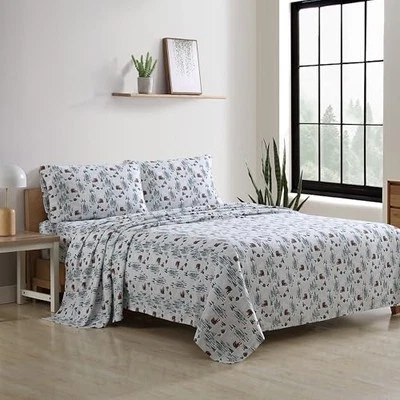 Eddie Bauer - King Sheets, Cotton Flannel Bedding Set, Brushed For Extra