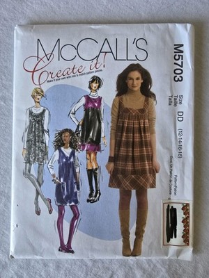 McCall's M5703 Create It Pattrn Sleeveless Jumper Dress Sz 12,14,16,18 NOS Uncut
