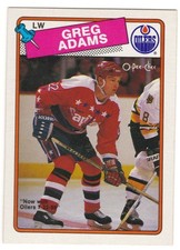 1988-89 O-PEE-CHEE # 199 GREG ADAMS CAPITALS OPC HOCKEY - NICE AND NO CREASES !!