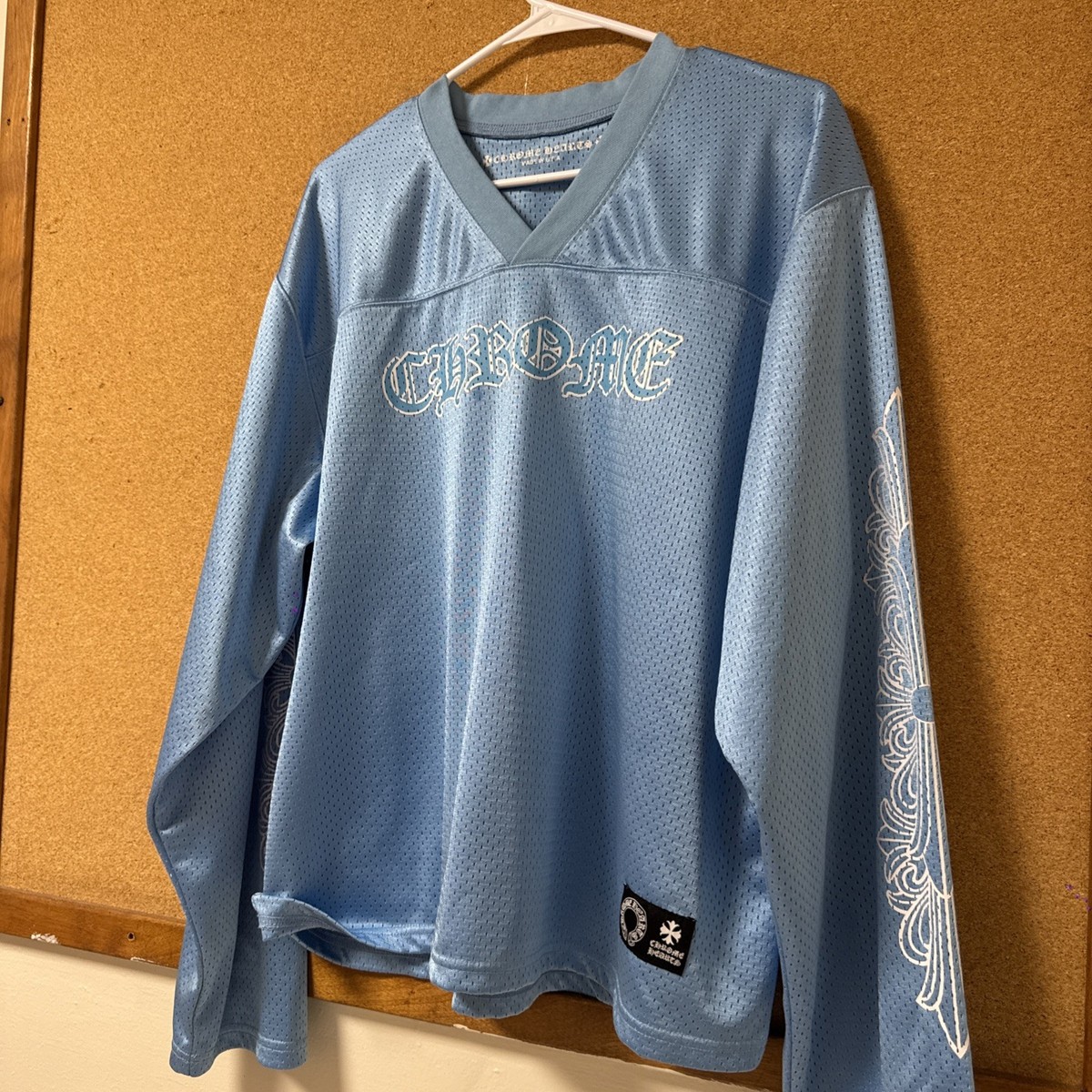Chrome Hearts Mesh Jersey Long Sleeve Hockey Blue Authentic | eBay