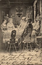 Family Dinner Vienna Austria pioneer postcard UDB posted 1898 m510